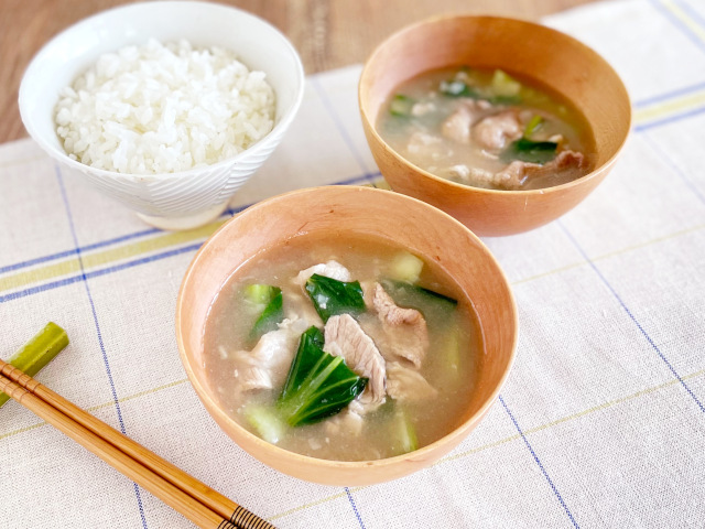 豚肉とチンゲン菜のとろ〜りスープ