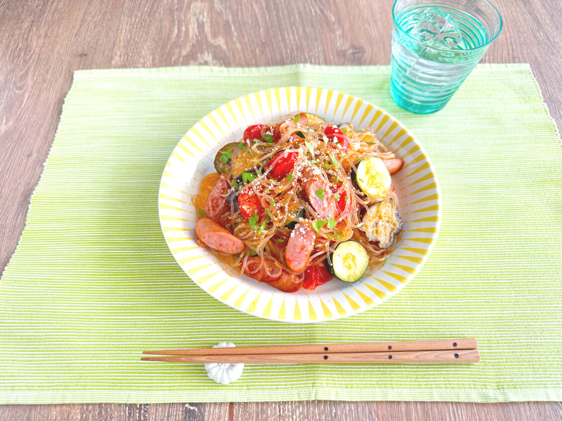 春雨と夏野菜のナポリタン風チャプチェ