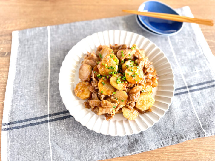 里芋と豚肉の照り焼き