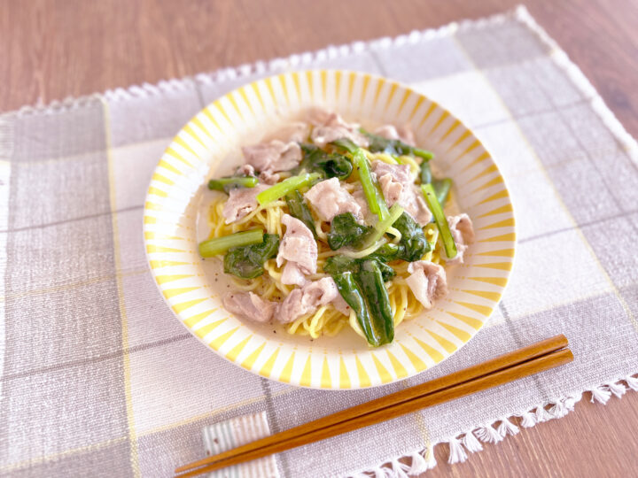 豚肉と小松菜のあんかけ焼きそば